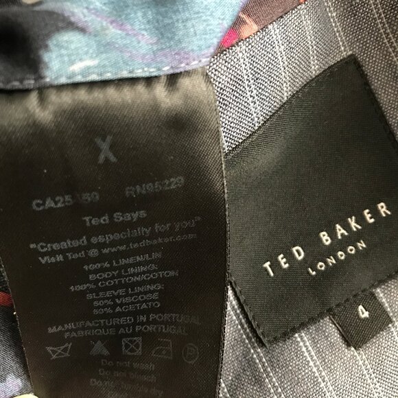 Ted Baker Linen Blazer Jackey Gray Stripe Mens 4 - Picture 4 of 11